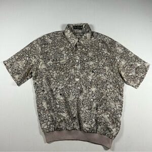 Vintage Alan Stuart Button Shirt Mens M Gray Abstract Geometric Earthy Rocks USA